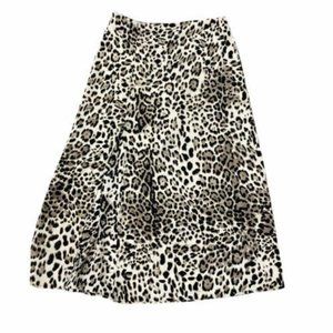 Good Luck Gem Womens Leopard Print Midi A-Line Skirt Size L Large